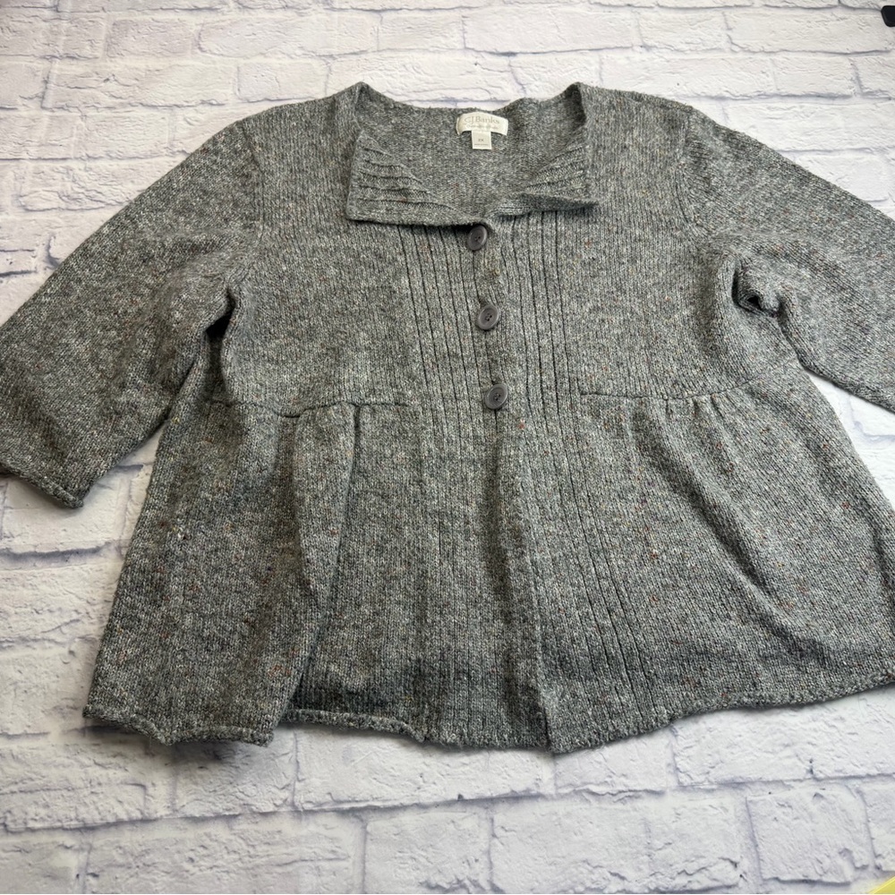 CJ Banks Heathered Knit Sweater Cardigan w/ 3/4 Length Sleeves. Size 2X.